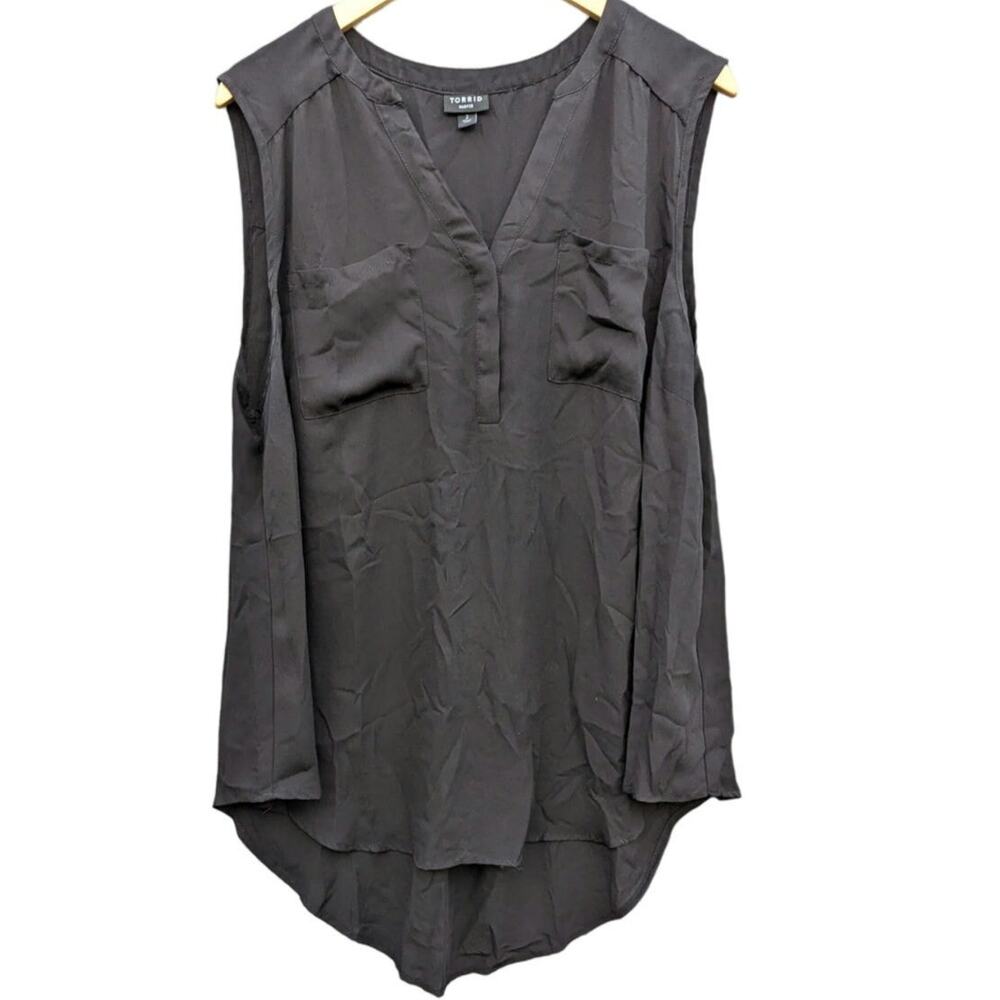 Black Torrid 2X Harper Blouse Office Goth Classy Wardrobe Staple Capsule V Neck
